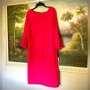 Calvin Klein Vibrant Pink Long Sleeve Dress